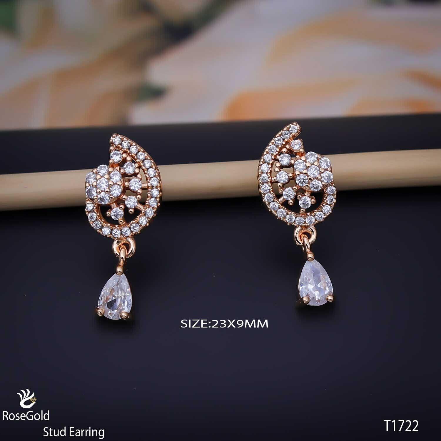Forevershine Anti Tarnish Rose Gold Stud Earrings, Cubic Zirconia, Floral Swirl Design, Round Shape|lightweight|gift For Her|skin Friendly & Hypoallergenic|stylish Jewelry For Women & Girls - Image 3