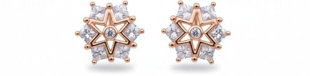 Forevershine Anti Tarnish Rose Gold Flower Stud Earrings, Cubic Zirconia, Halo Design, Pear Shape Stones|lightweight|gift For Her|skin Friendly & Hypoallergenic|stylish Jewelry For Women & Girls - Image 4