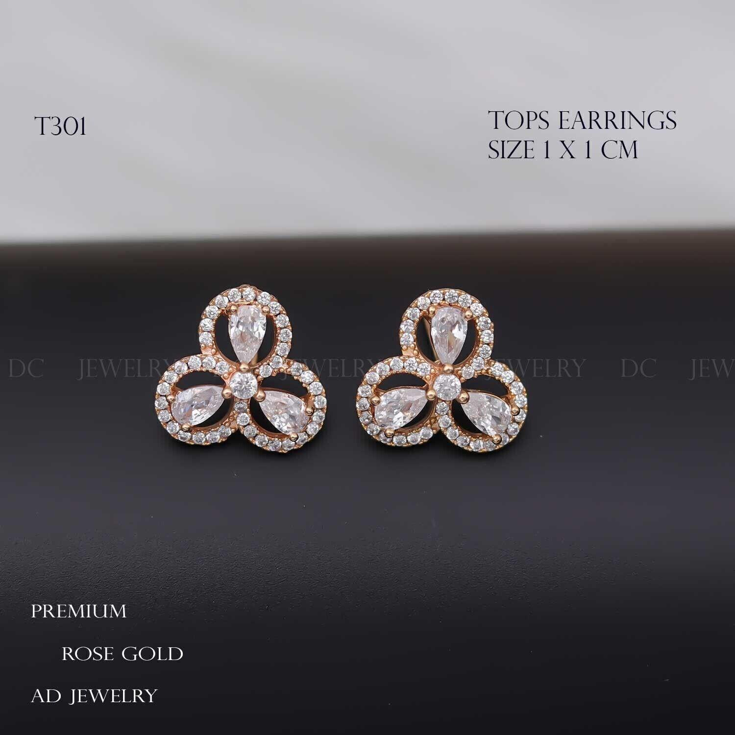Forevershine Anti Tarnish Rose Gold Flower Stud Earrings, Cubic Zirconia, Floral Design, Fashion Jewelry|lightweight|gift For Her|skin Friendly & Hypoallergenic|stylish Jewelry For Women & Girls - Image 3