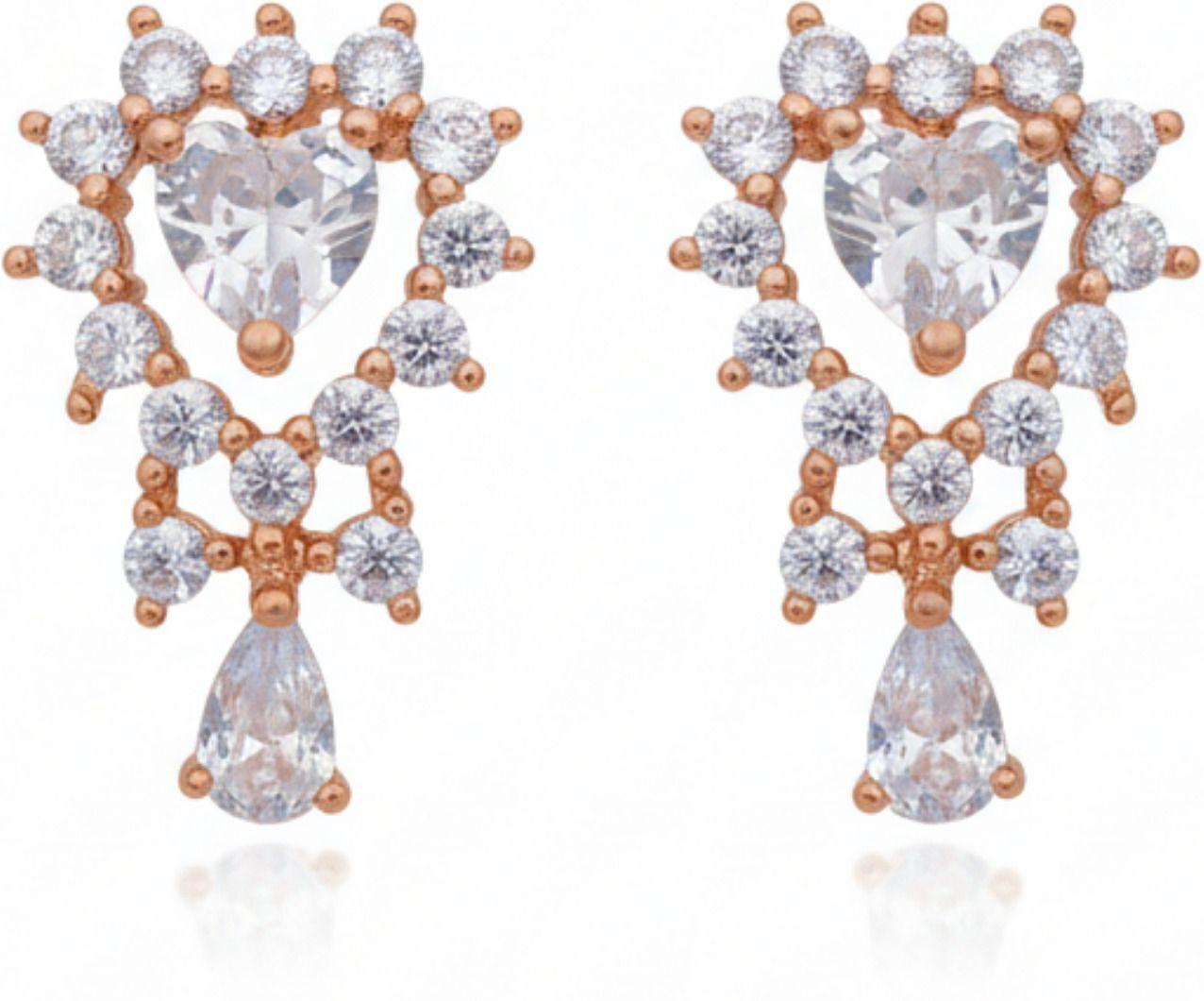 Forevershine Anti Tarnish Rose Gold Cubic Zirconia Heart Drop Earrings, Teardrop Dangle Studs, Crystal Stone|lightweight|gift For Her|skin Friendly & Hypoallergenic|stylish Jewelry For Women & Girls - Image 4
