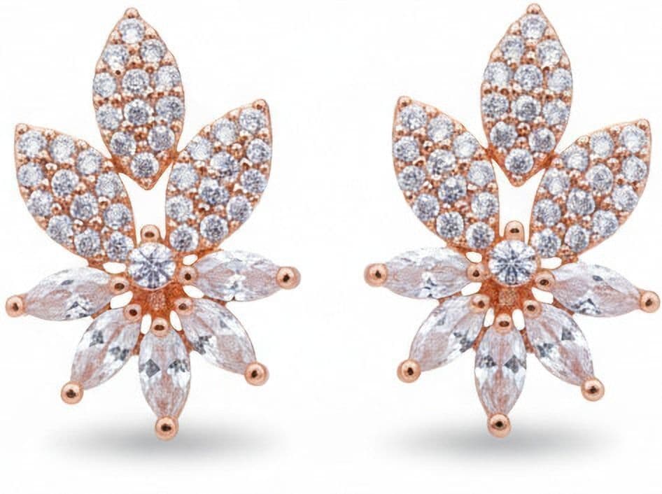 Forevershine Anti Tarnish Rose Gold Star Stud Earrings, Princess Cut Cubic Zirconia,|lightweight|gift For Her|skin Friendly & Hypoallergenic|stylish Jewelry For Women & Girls - Image 4