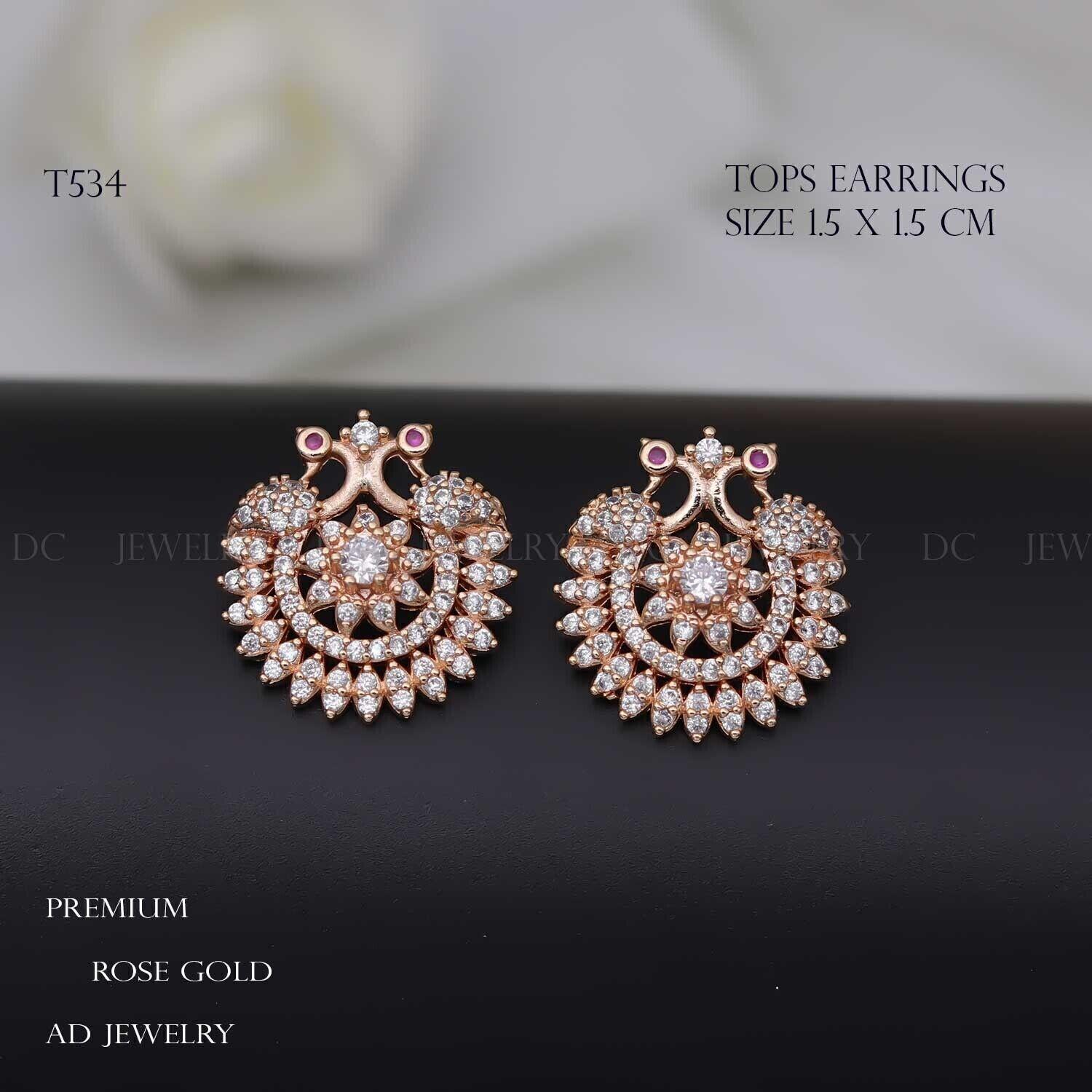 Forevershine Anti Tarnish Rose Gold Floral Stud Earrings With Cubic Zirconia And Ruby Accent | Sunburst Flower Design Elegant Lightweight Jewellery Gift For Women & Girls - Image 3