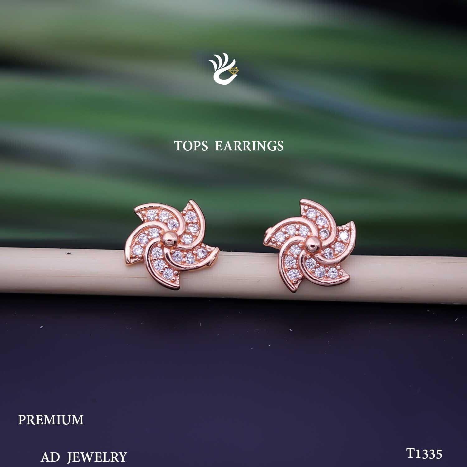 Forevershine Anti Tarnish Rose Gold Pinwheel Stud Earrings With Cubic Zirconia, Floral Design|lightweight|gift For Her|skin Friendly & Hypoallergenic|stylish Jewelry For Women & Girls - Image 3