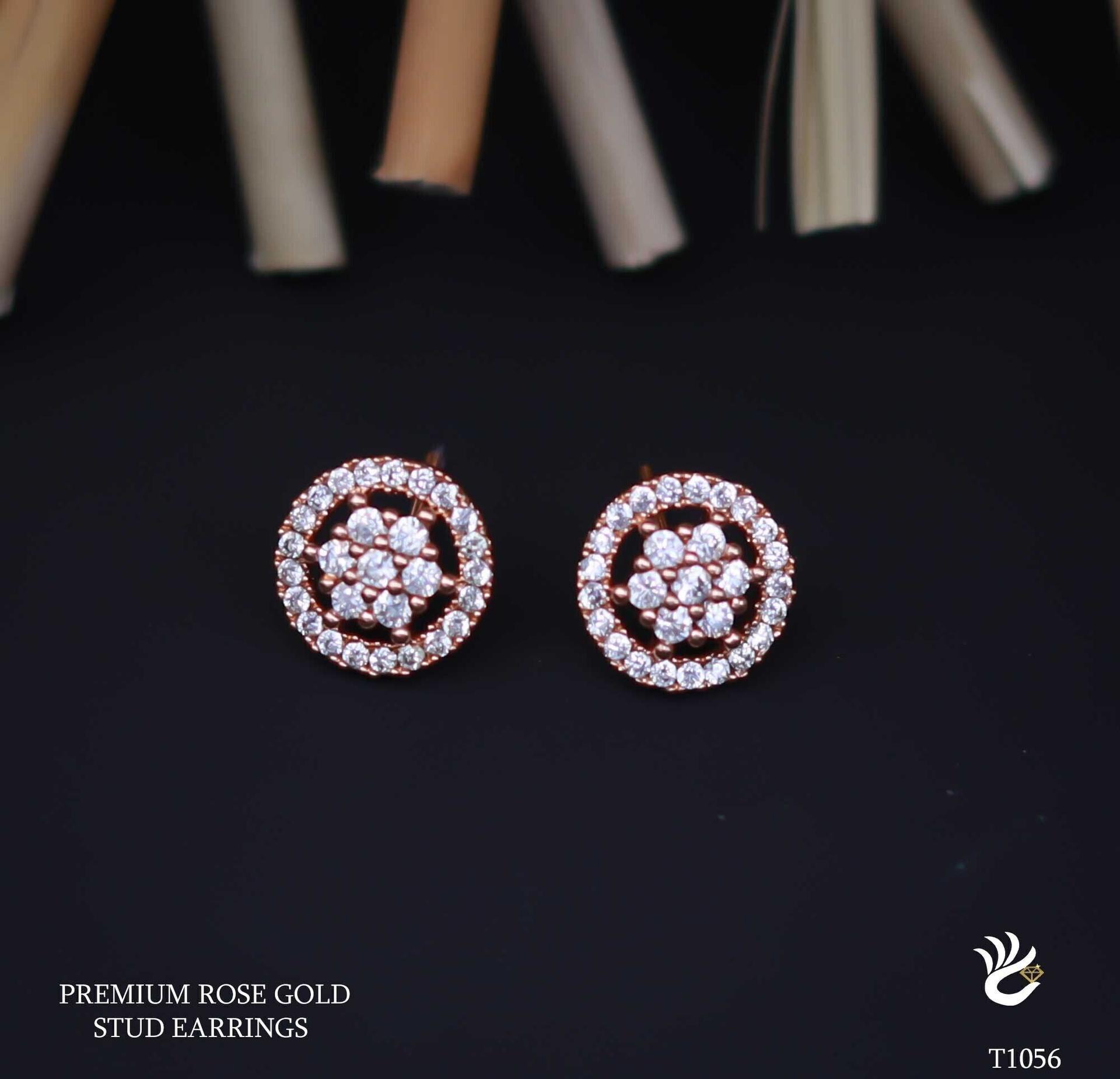 Forevershine Anti Tarnish Rose Gold Plated Round Stud Earrings With Cubic Zirconia, Halo Design, Cluster Setting|lightweight|gift For Her|for Women & Girls - Image 3