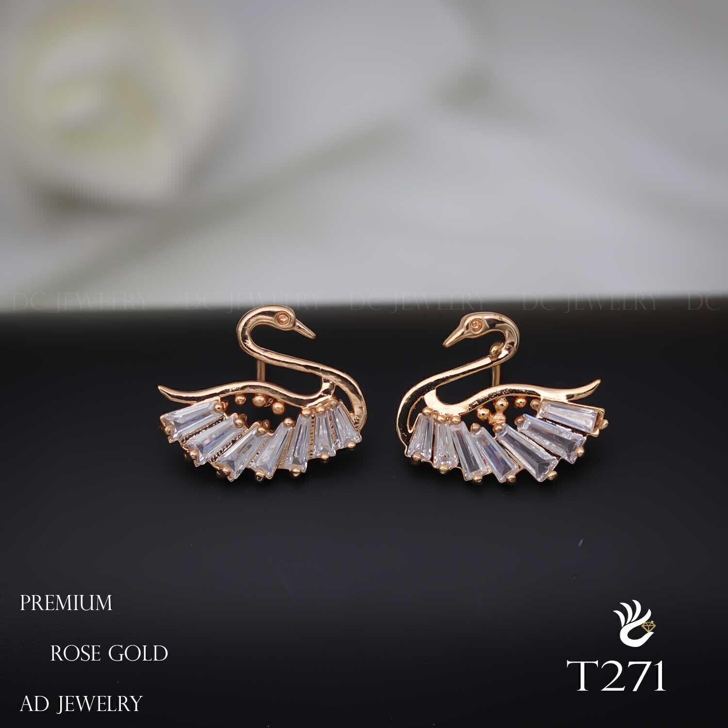 Forevershine Anti Tarnish Swan Stud Earrings, Rose Gold, Cubic Zirconia Crystals, Elegant Design|lightweight|gift For Her|skin Friendly & Hypoallergenic|stylish Jewelry For Women & Girls - Image 3
