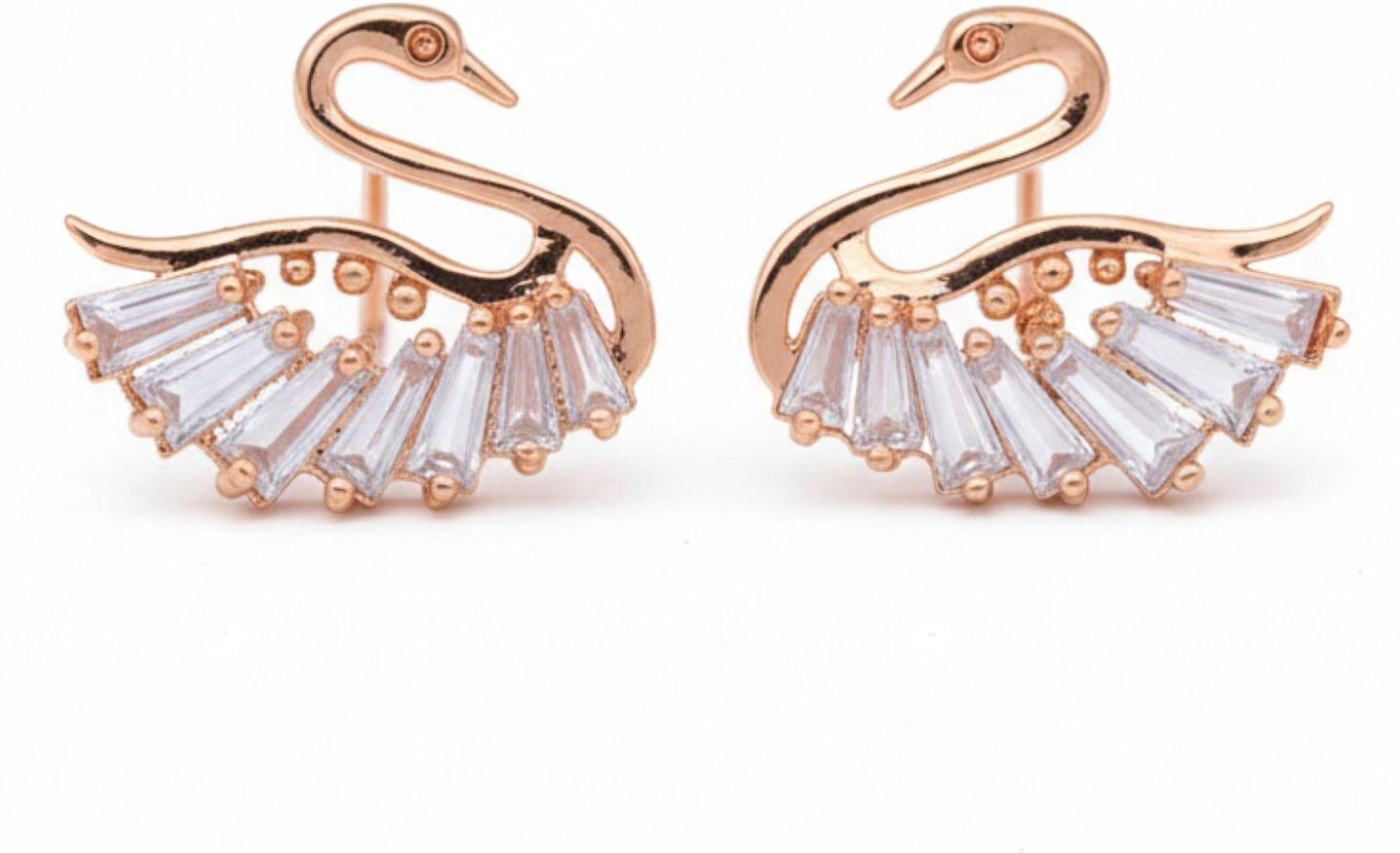 Forevershine Anti Tarnish Swan Stud Earrings, Rose Gold, Cubic Zirconia Crystals, Elegant Design|lightweight|gift For Her|skin Friendly & Hypoallergenic|stylish Jewelry For Women & Girls - Image 4