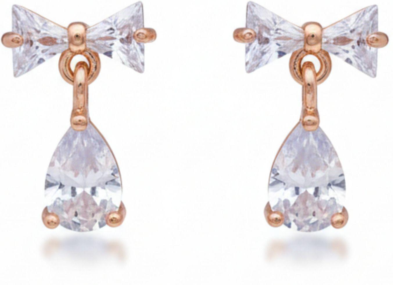 Forevershine Anti Tarnish Rose Gold Bow Earrings With Teardrop Dangle, Cubic Zirconia Crystal Studs|lightweight|gift For Her|skin Friendly & Hypoallergenic|stylish Jewelry For Women & Girls - Image 4