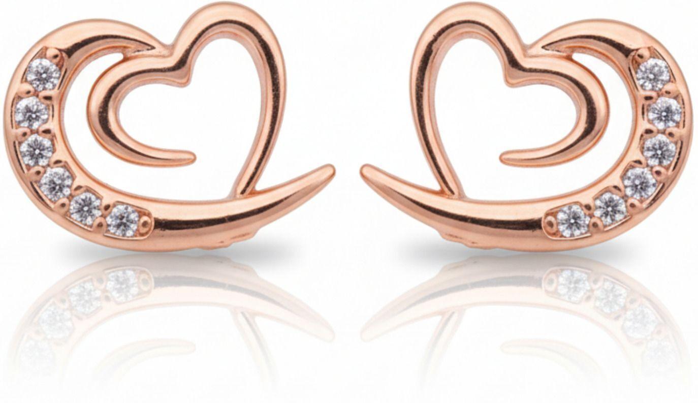 Forevershine Anti Tarnish Rose Gold Heart Stud Earrings With Cubic Zirconia Stones, Double Heart Design|lightweight|gift For Her|skin Friendly & Hypoallergenic|stylish Jewelry For Women & Girls - Image 4