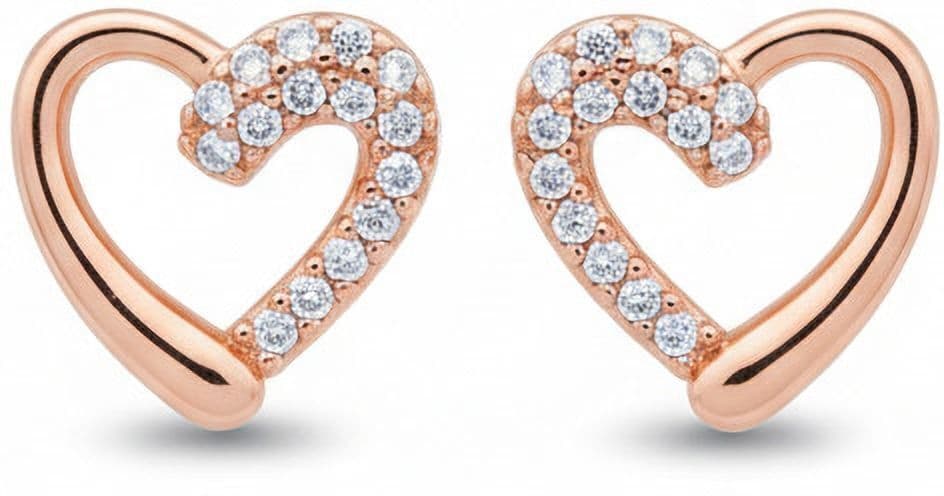 Forevershine Anti Tarnish Rose Gold Heart Stud Earrings With Pavé Diamonds, Open Heart Design|lightweight|gift For Her|skin Friendly & Hypoallergenic|stylish Jewelry For Women & Girls - Image 4