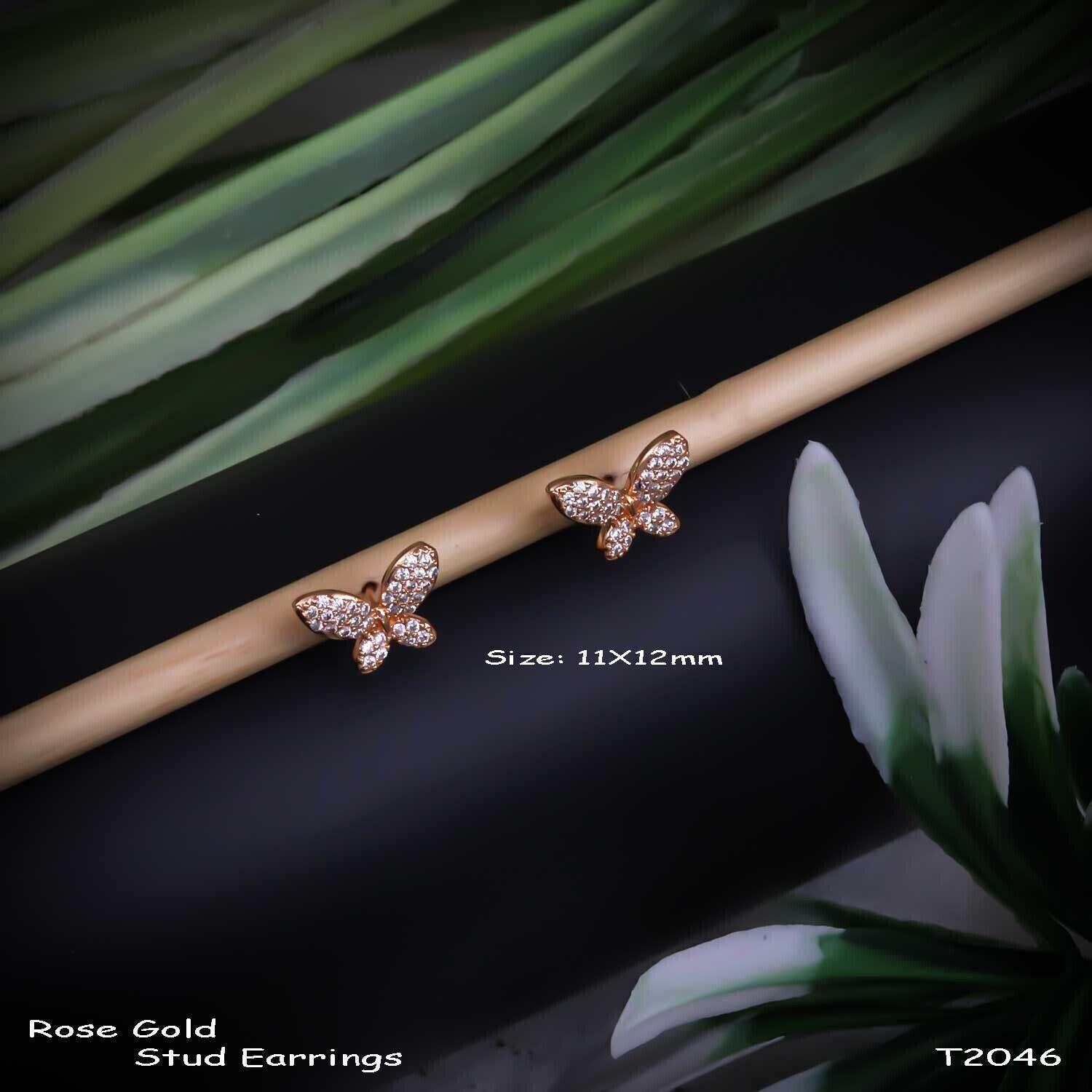 Forevershine Anti Tarnish Butterfly Stud Earrings, Rose Gold, Pave Crystal Stones, Elegant Design|lightweight|gift For Her|skin Friendly & Hypoallergenic|stylish Jewelry For Women & Girls - Image 3