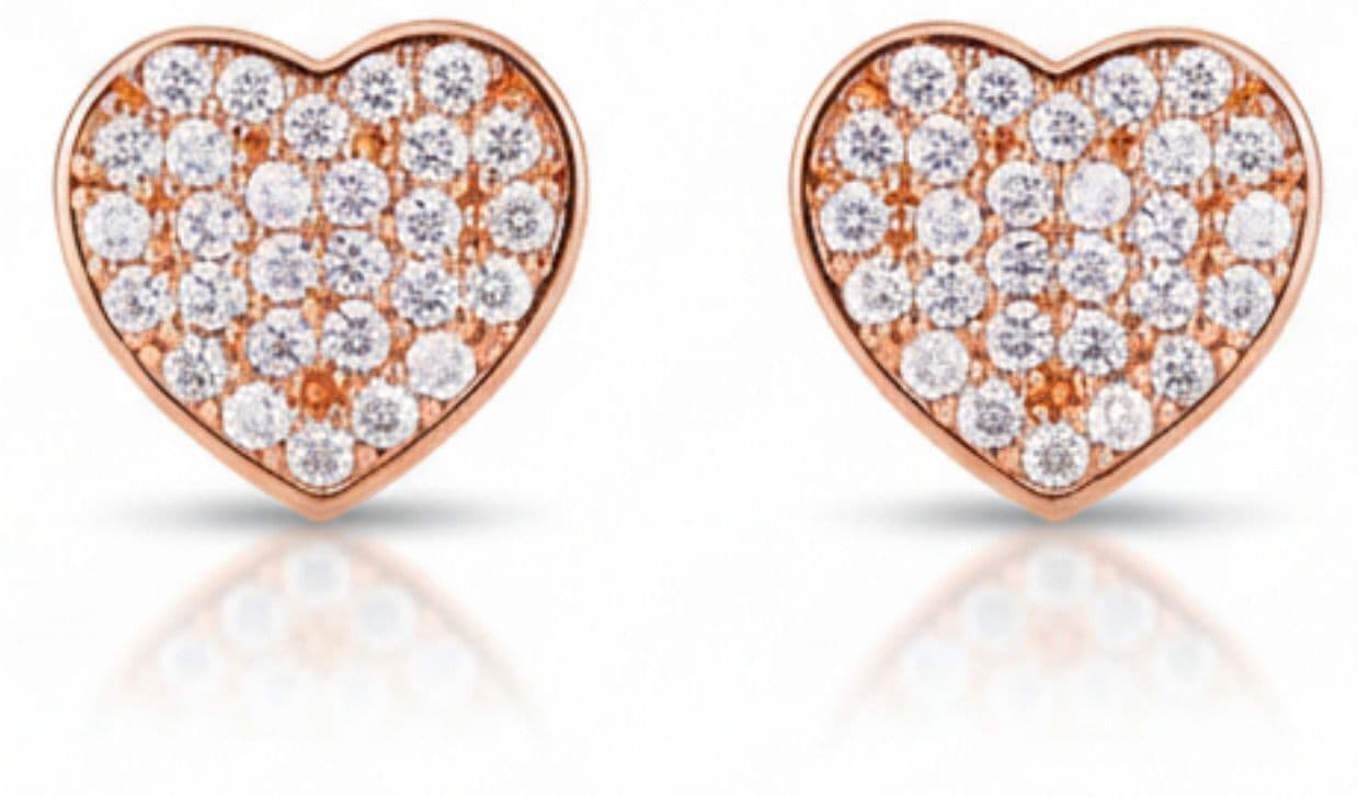 Forevershine Anti Tarnish Rose Gold Heart Stud Earrings, Pavé Crystal, Romantic Design|lightweight|gift For Her|skin Friendly & Hypoallergenic|stylish Jewelry For Women & Girls - Image 4