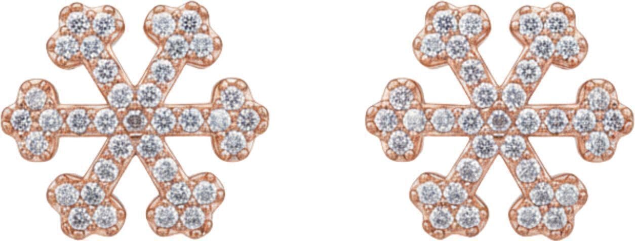 Forevershine Anti Tarnish Rose Gold Snowflake Stud Earrings, Cubic Zirconia, Winter Theme, Crystal Embellished|lightweight|gift For Her|skin Friendly & Hypoallergenic|stylish Jewelry For Women & Girls - Image 4