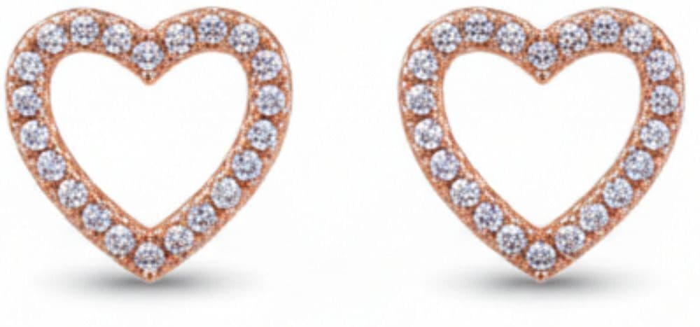 Forevershine Anti Tarnish Rose Gold Heart Stud Earrings, Diamond Accent, Open Heart Design|lightweight|gift For Her|skin Friendly & Hypoallergenic|stylish Jewelry For Women & Girls - Image 4