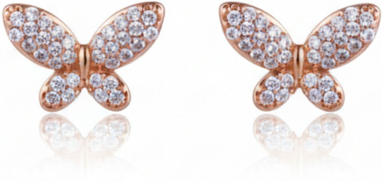 Forevershine Anti Tarnish Butterfly Stud Earrings, Rose Gold, Pave Crystal Stones, Elegant Design|lightweight|gift For Her|skin Friendly & Hypoallergenic|stylish Jewelry For Women & Girls - Image 4