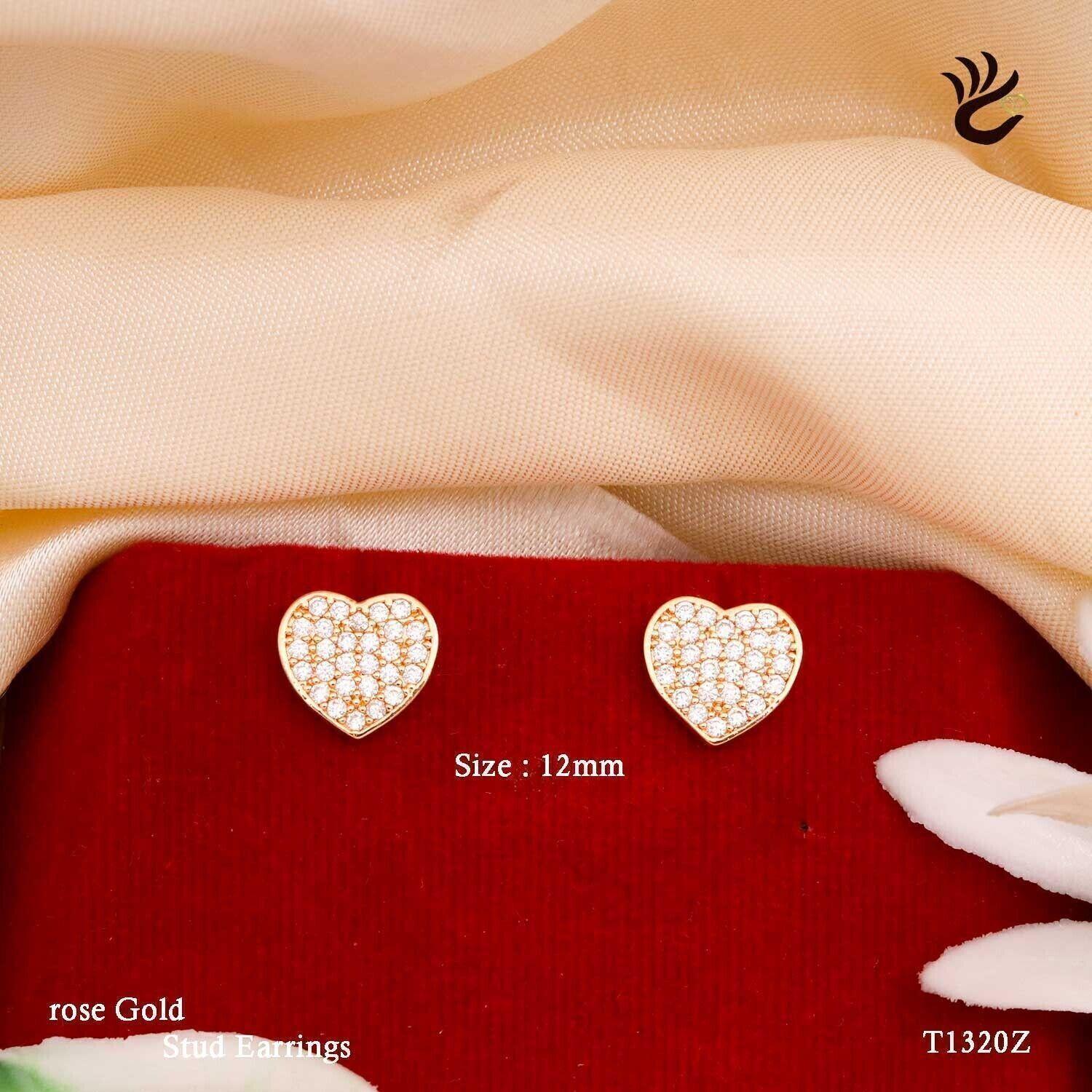 Forevershine Anti Tarnish Rose Gold Heart Stud Earrings, Pavé Crystal, Romantic Design|lightweight|gift For Her|skin Friendly & Hypoallergenic|stylish Jewelry For Women & Girls - Image 3