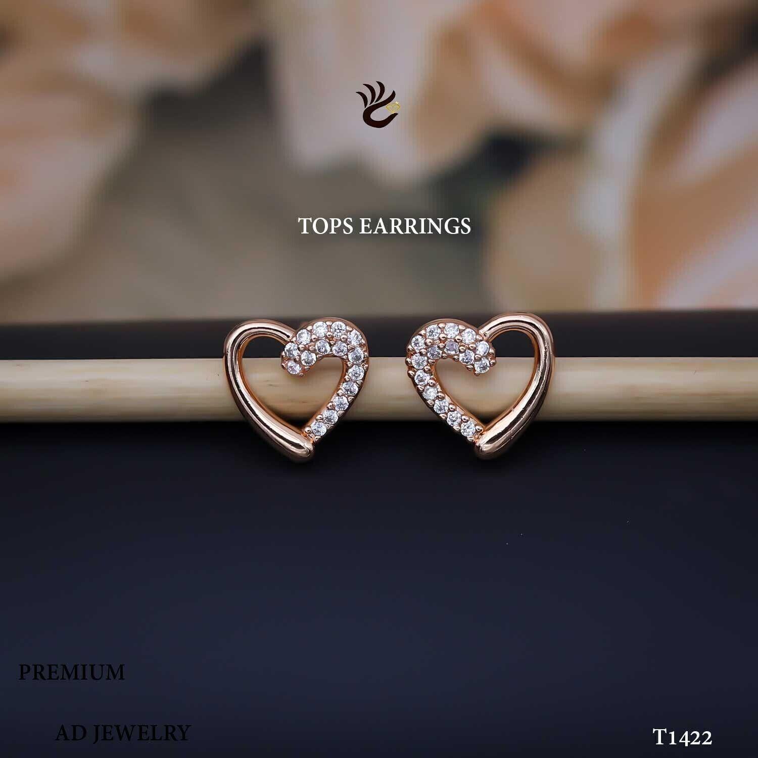 Forevershine Anti Tarnish Rose Gold Heart Stud Earrings With Pavé Diamonds, Open Heart Design|lightweight|gift For Her|skin Friendly & Hypoallergenic|stylish Jewelry For Women & Girls - Image 3