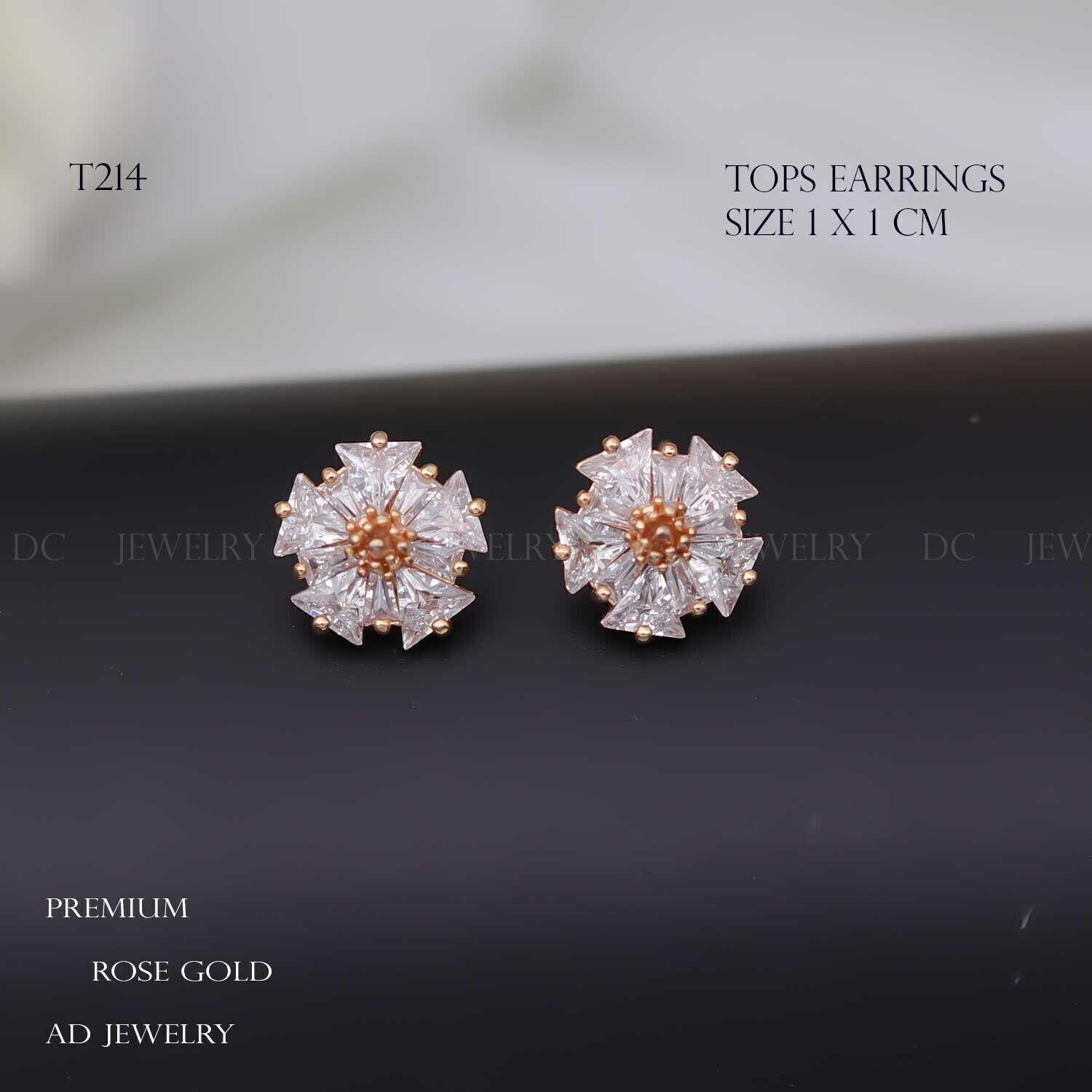 Forevershine Anti Tarnish Rose Gold Stud Earrings, Floral Design, Cubic Zirconia Stones, Starburst Pattern|lightweight|gift For Her|skin Friendly & Hypoallergenic|stylish Jewelry For Women & Girls - Image 3