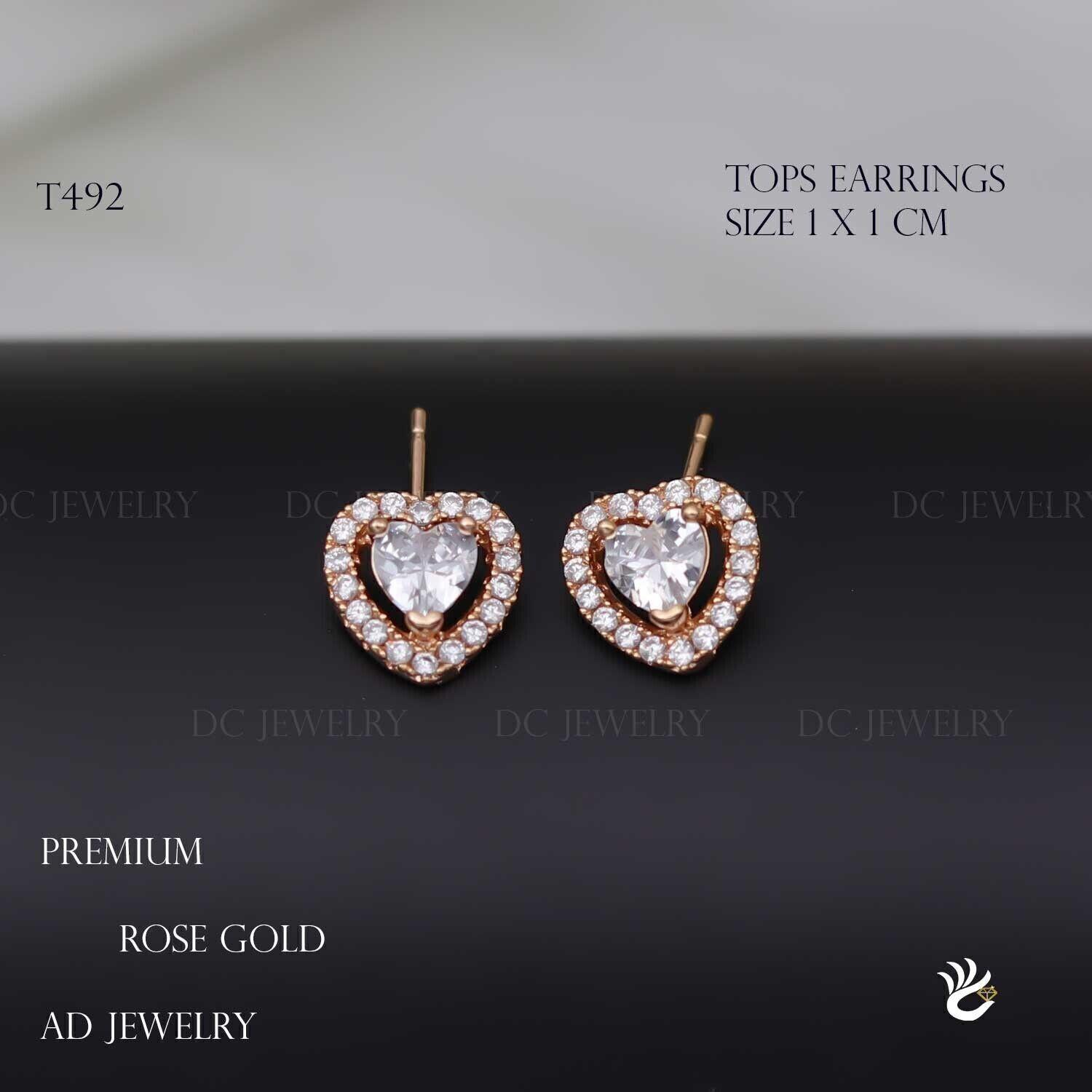 Forevershine Anti Tarnish Rose Gold Heart Stud Earrings, Cubic Zirconia Halo Design, Fashion Jewelry|lightweight|gift For Her|skin Friendly & Hypoallergenic|stylish Jewelry For Women & Girls - Image 3