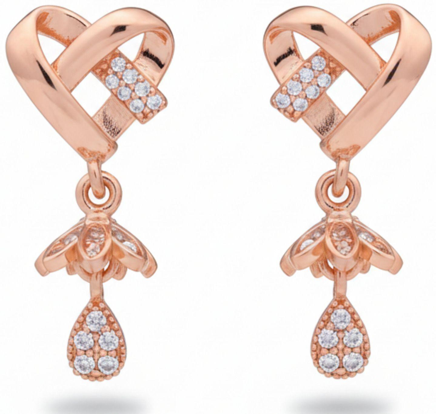 Forevershine Anti Tarnish Rose Gold Plated Interlocking Heart Stud Earrings With Cz Crystal Drop Dangle|lightweight|gift For Her|skin Friendly & Hypoallergenic|stylish Jewelry For Women & Girls - Image 4