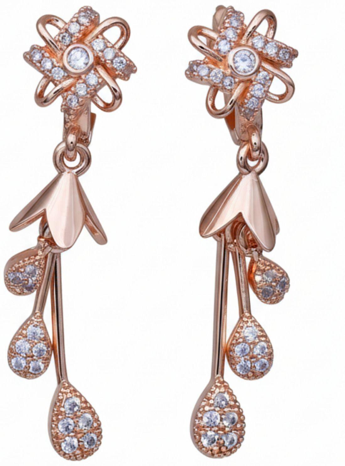 Forevershine Anti Tarnish Golden Plated Star Flower Cz Hanging Drop Earrings|lightweight|gift For Her|skin Friendly & Hypoallergenic|stylish Jewelry For Women & Girls - Image 3
