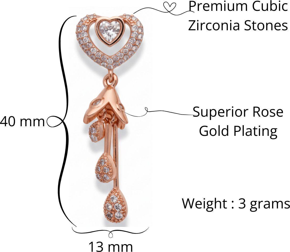 Forevershine Anti Tarnish Golden Plated Cz Heart Stud Dangle Drop Earrings | Long Jhumki Style|lightweight|gift For Her|skin Friendly & Hypoallergenic|stylish Jewelry For Women & Girls - Image 4