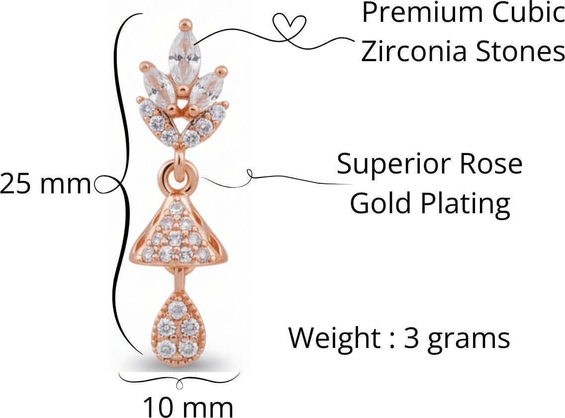 Forevershine Anti Tarnish Rose Gold Plated Sparkling Floral Stud Long Drop Earrings Gifts|wedding And Christmas Gifts.|lightweight|gift For Her|for Women & Girls - Image 4