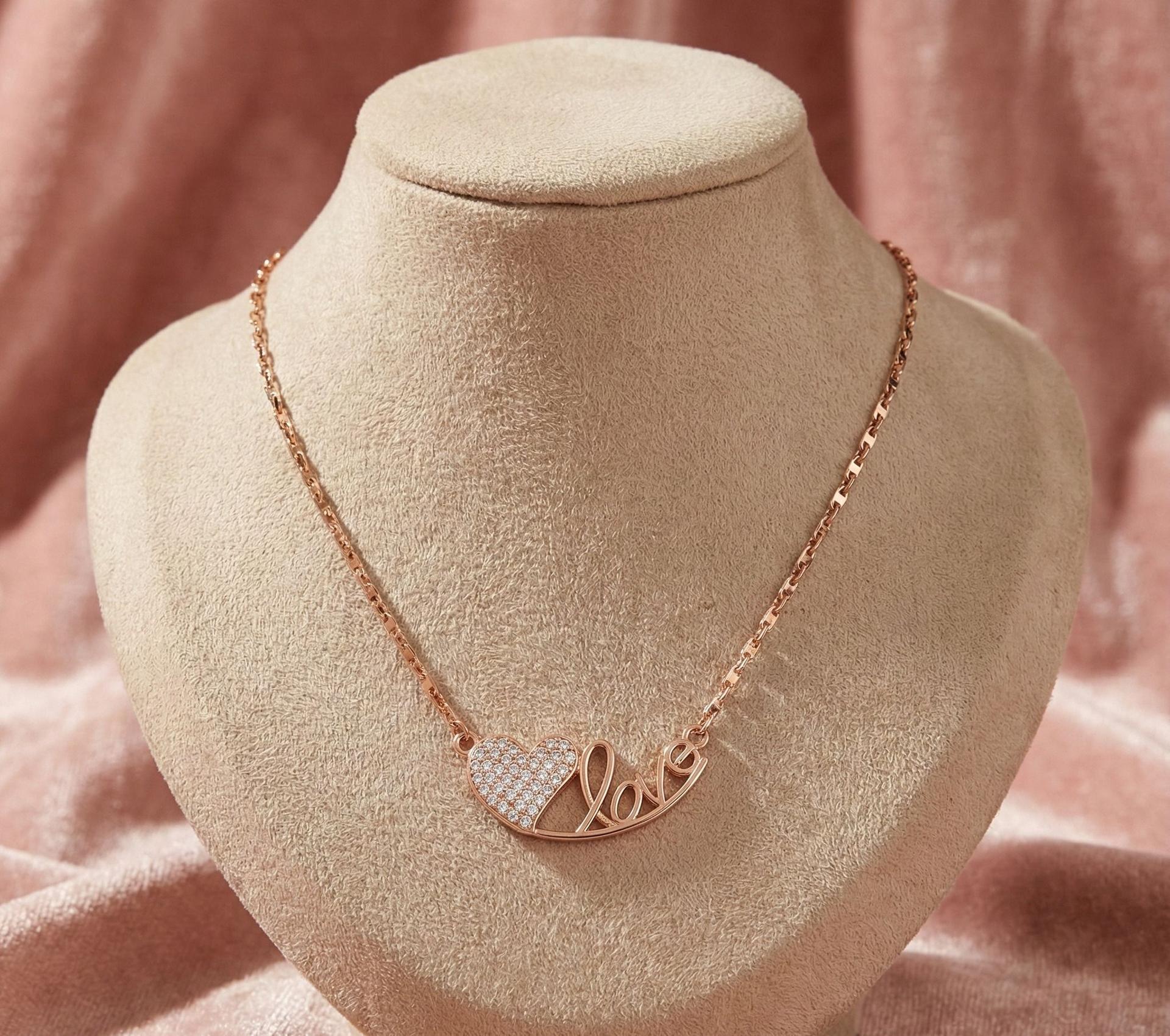 Forevershine Anti Tarnish Rose Gold Plated | Love Heart Pendant Necklace For Women With Cubic Zirconia Stones | Elegant Romantic Jewelry For Anniversary Birthday Gift Stylish Daily Accessory - Image 2