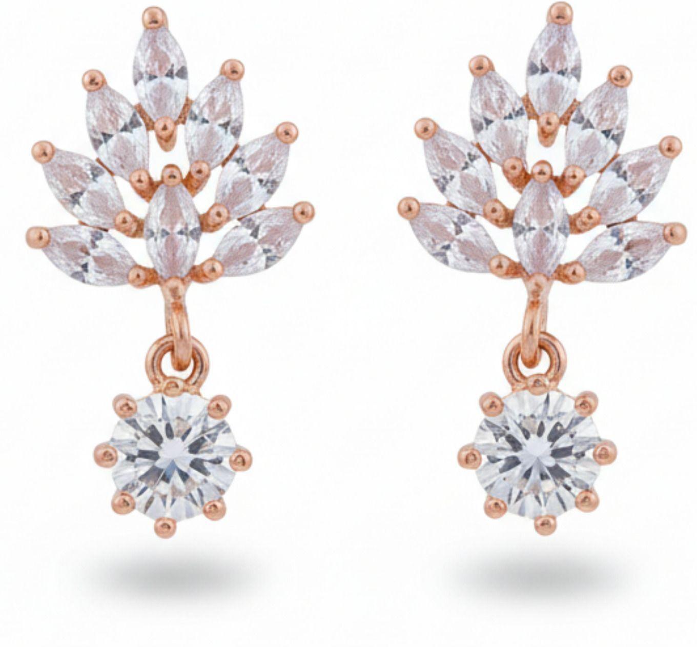 Forevershine Anti Tarnish Rose Gold Cubic Zirconia Drop Earrings, Marquise Cut Cluster Design, Dangle Style|lightweight|gift For Her|skin Friendly & Hypoallergenic|stylish Jewelry For Women & Girls - Image 4