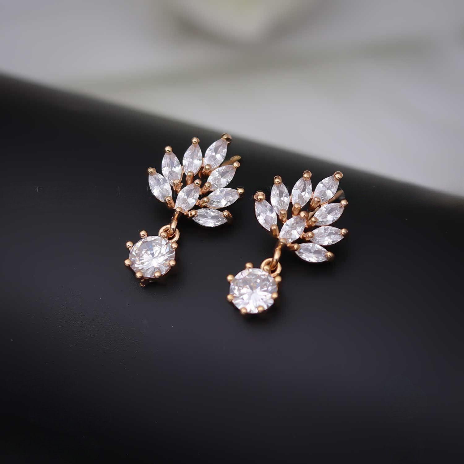 Forevershine Anti Tarnish Rose Gold Cubic Zirconia Drop Earrings, Marquise Cut Cluster Design, Dangle Style|lightweight|gift For Her|skin Friendly & Hypoallergenic|stylish Jewelry For Women & Girls - Image 3