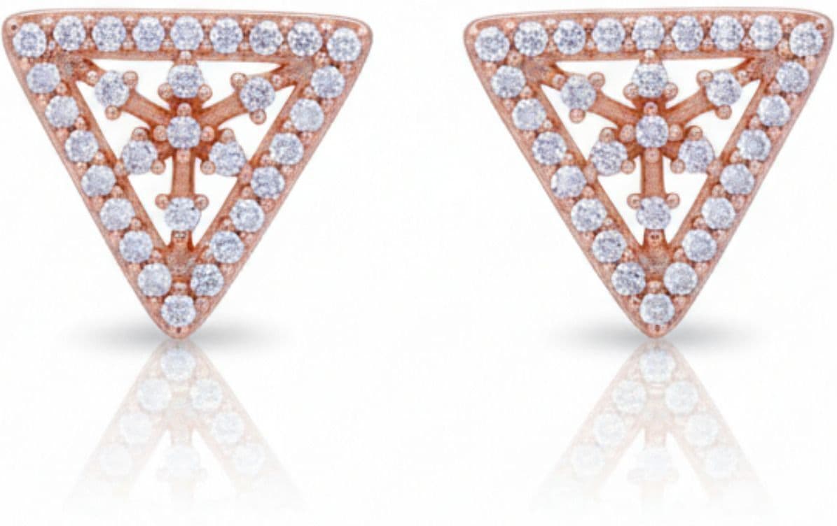 Forevershine Anti Tarnish Triangle Stud Earrings, Rose Gold, Cubic Zirconia, Geometric Design|lightweight|gift For Her|skin Friendly & Hypoallergenic|stylish Jewelry For Women & Girls - Image 3
