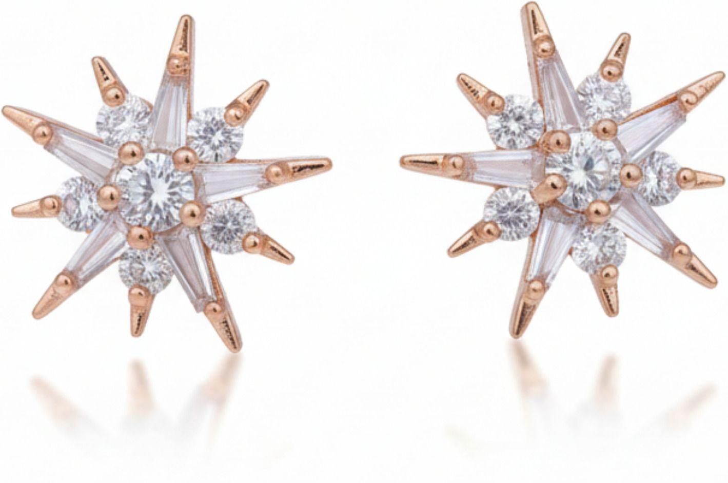 Forevershine Anti Tarnish Rose Gold Starburst Stud Earrings, Cubic Zirconia, Crystal Embellished, Celestial Design|lightweight|gift For Her|for Women & Girls - Image 4