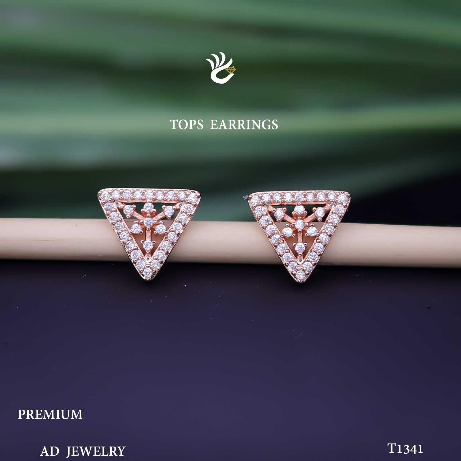 Forevershine Anti Tarnish Triangle Stud Earrings, Rose Gold, Cubic Zirconia, Geometric Design|lightweight|gift For Her|skin Friendly & Hypoallergenic|stylish Jewelry For Women & Girls - Image 4