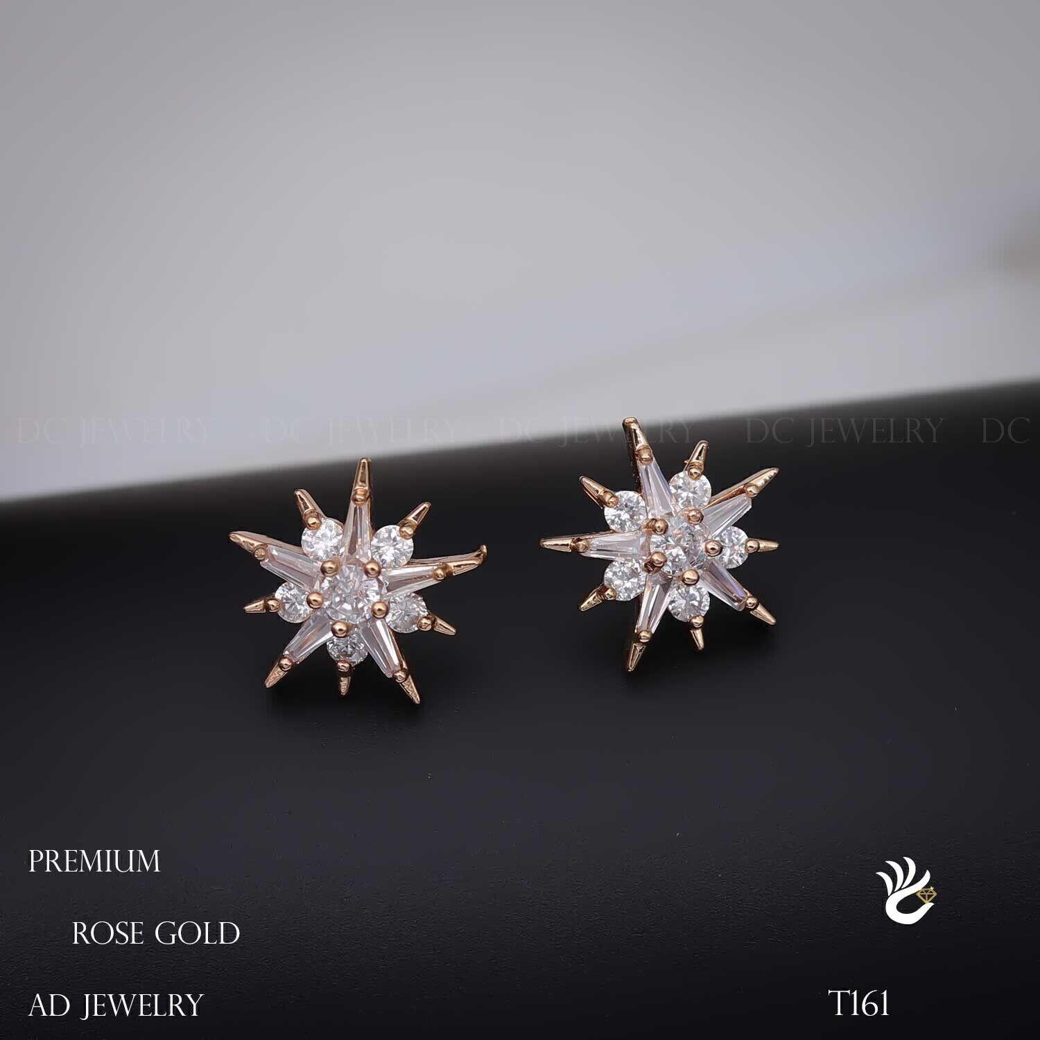 Forevershine Anti Tarnish Rose Gold Starburst Stud Earrings, Cubic Zirconia, Crystal Embellished, Celestial Design|lightweight|gift For Her|for Women & Girls - Image 3