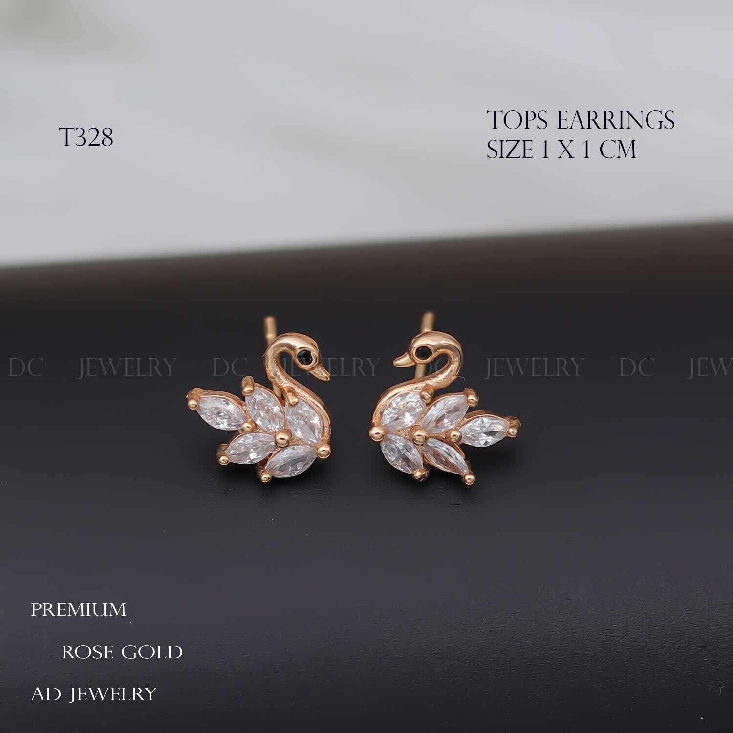 Forevershine Anti Tarnish Rose Gold Swan Stud Earrings With Cubic Zirconia, Black Stone Eyes|lightweight|gift For Her|skin Friendly & Hypoallergenic|stylish Jewelry For Women & Girls - Image 3