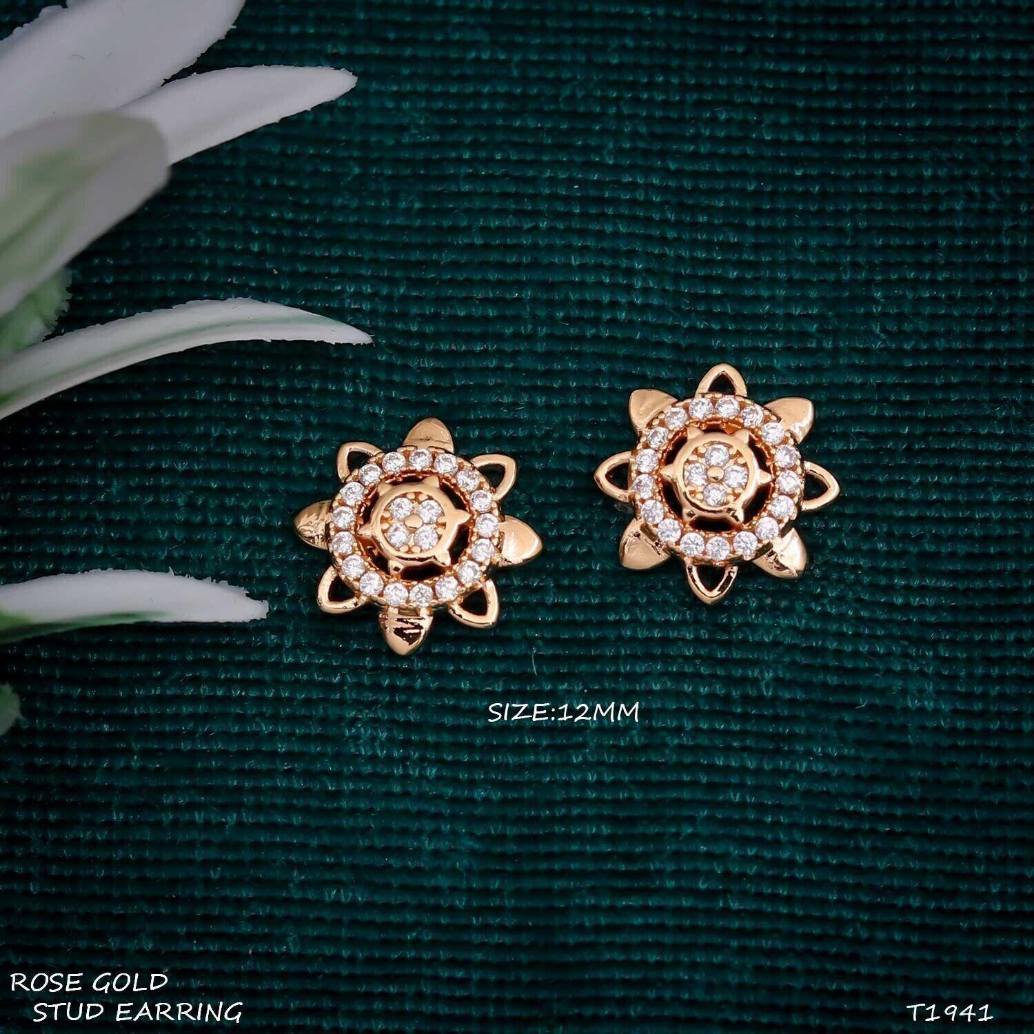 Forevershine Anti Tarnish Rose Gold Flower Stud Earrings, Diamond Accent, Floral Design, Halo Style|lightweight|gift For Her|skin Friendly & Hypoallergenic|stylish Jewelry For Women & Girls - Image 3