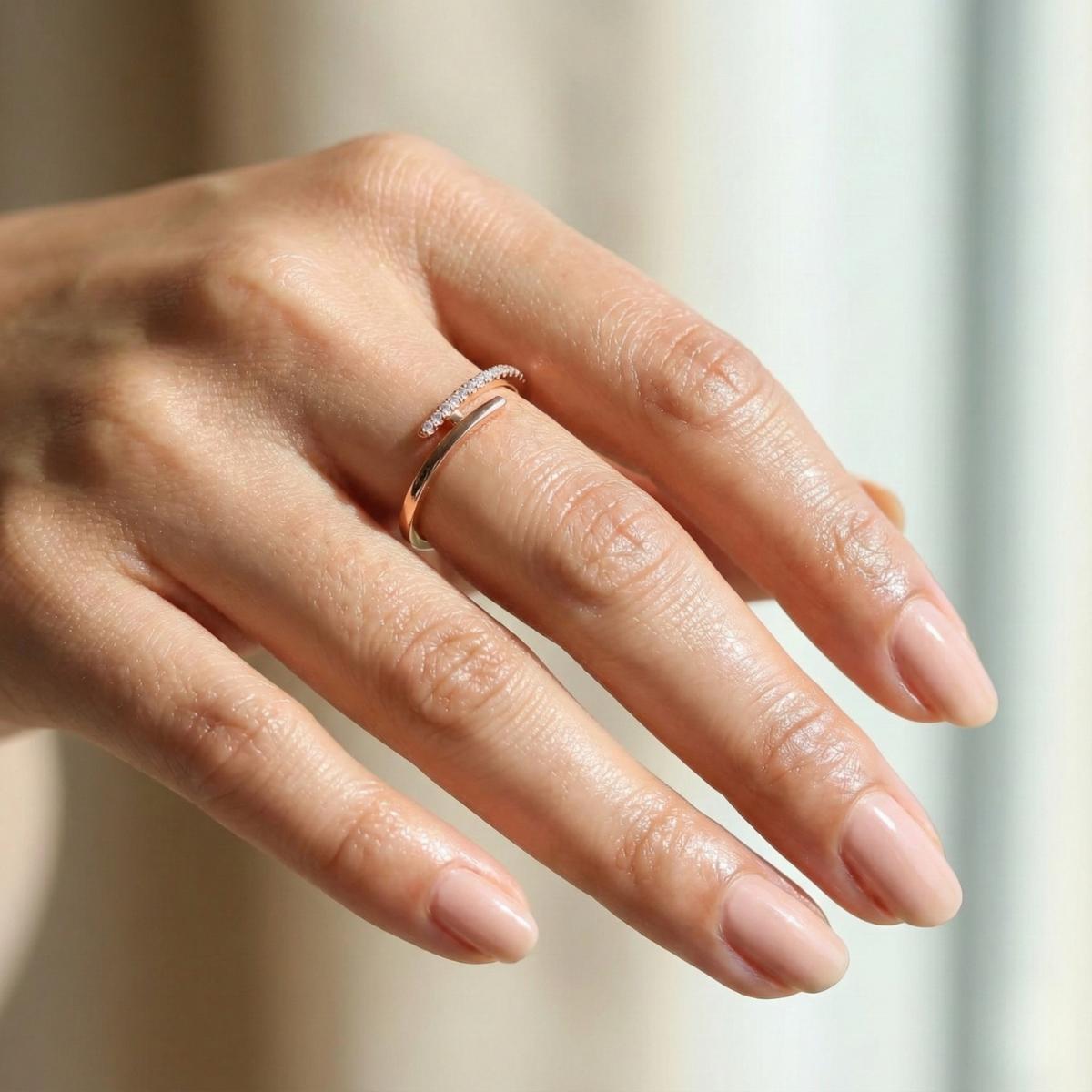 Forevershine Anti Tarnish Rose Gold Plated Adjustable Bypass Wrap Ring For Women & Girls | Pavé Cubic Zirconia Open Design | Fashion Finger Ring | Lightweight | Hypoallergenic | Jewellery Gift - Image 2