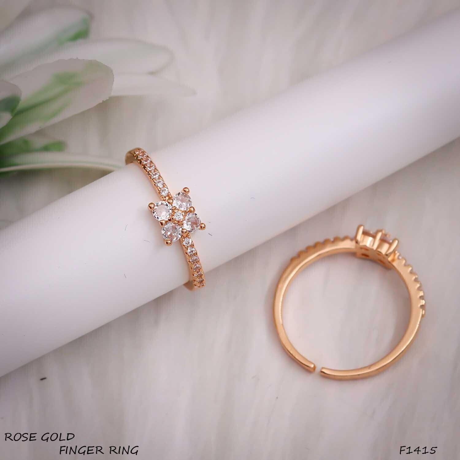 Forevershine Anti Tarnish Rose Gold Cluster Ring With Four Stone Cubic Zirconia Design | Pave Band Engagement Style | Lightweight Hypoallergenic Jewellery Gift For Women & Girls - Image 4