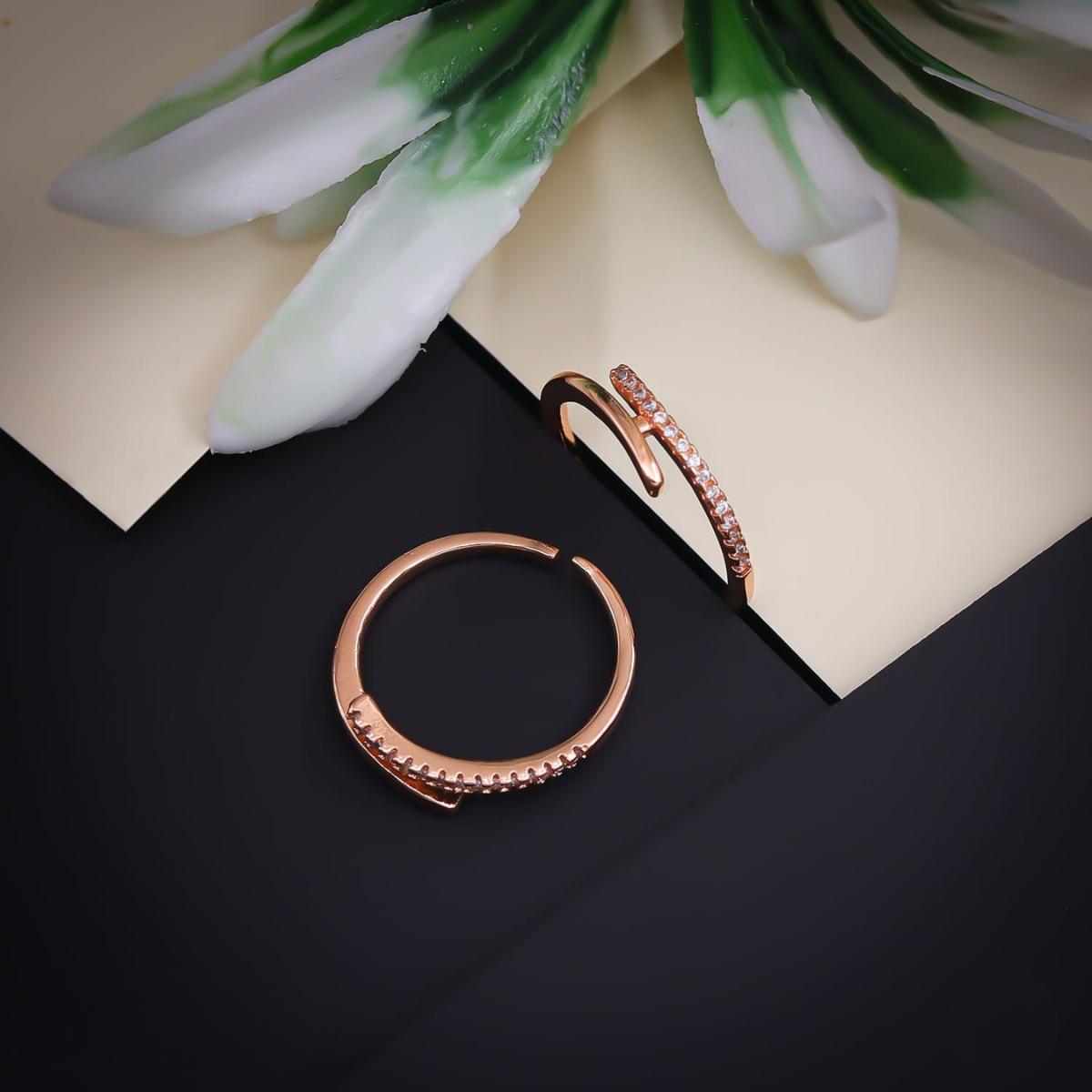 Forevershine Anti Tarnish Rose Gold Plated Adjustable Bypass Wrap Ring For Women & Girls | Pavé Cubic Zirconia Open Design | Fashion Finger Ring | Lightweight | Hypoallergenic | Jewellery Gift - Image 4