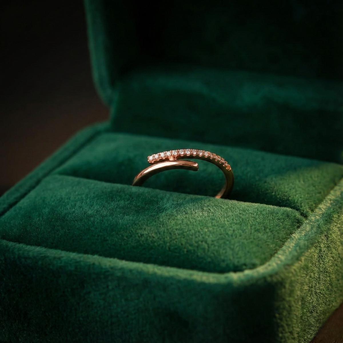 Forevershine Anti Tarnish Rose Gold Plated Adjustable Bypass Wrap Ring For Women & Girls | Pavé Cubic Zirconia Open Design | Fashion Finger Ring | Lightweight | Hypoallergenic | Jewellery Gift