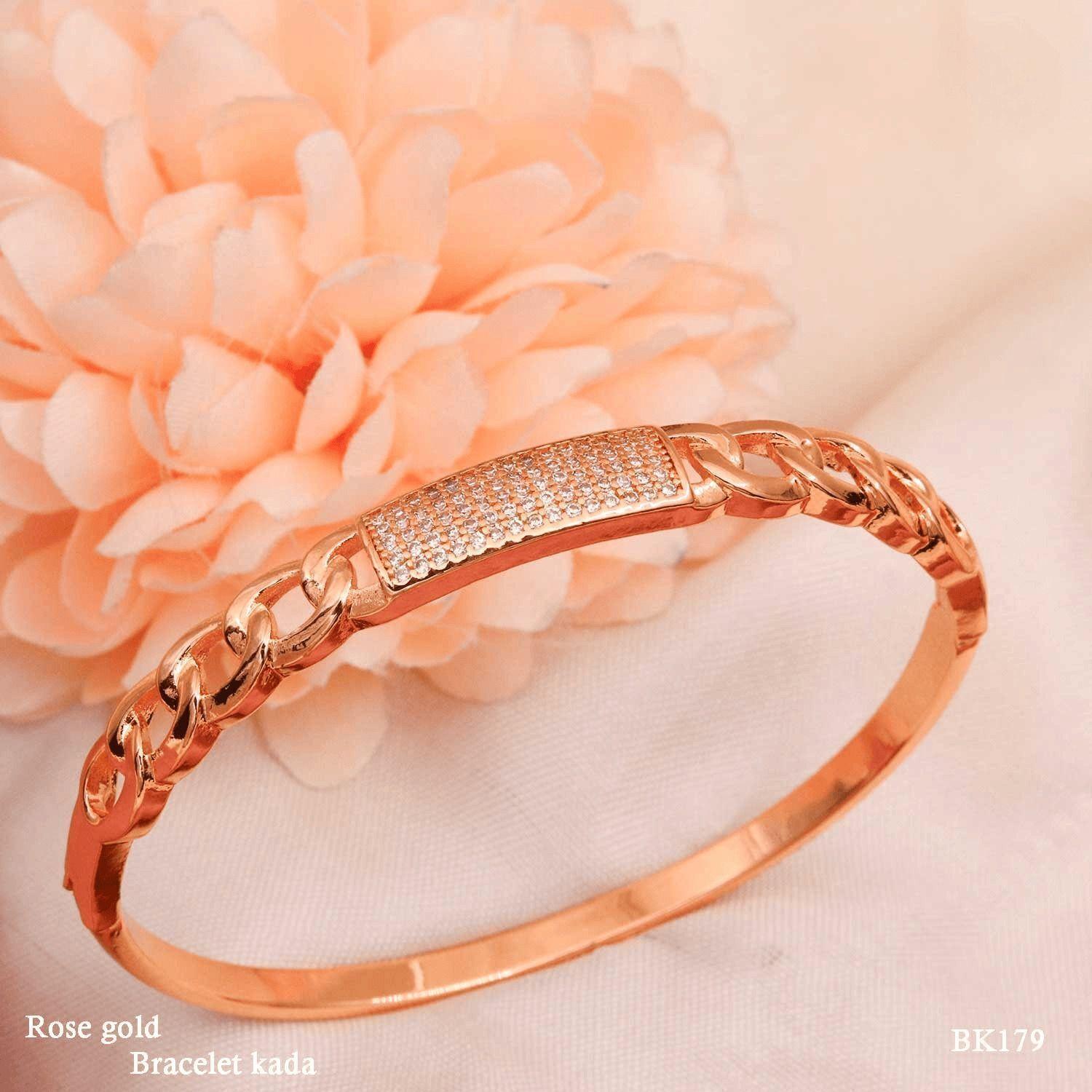 Forevershine Rose Gold Plated Ad Cz Chain Link Bracelet|lightweight |gift For Her|free Size With Hidden Safet Clasp|hypoallergenic |anti Tarnish|stylish Jewelry For Women & Girls