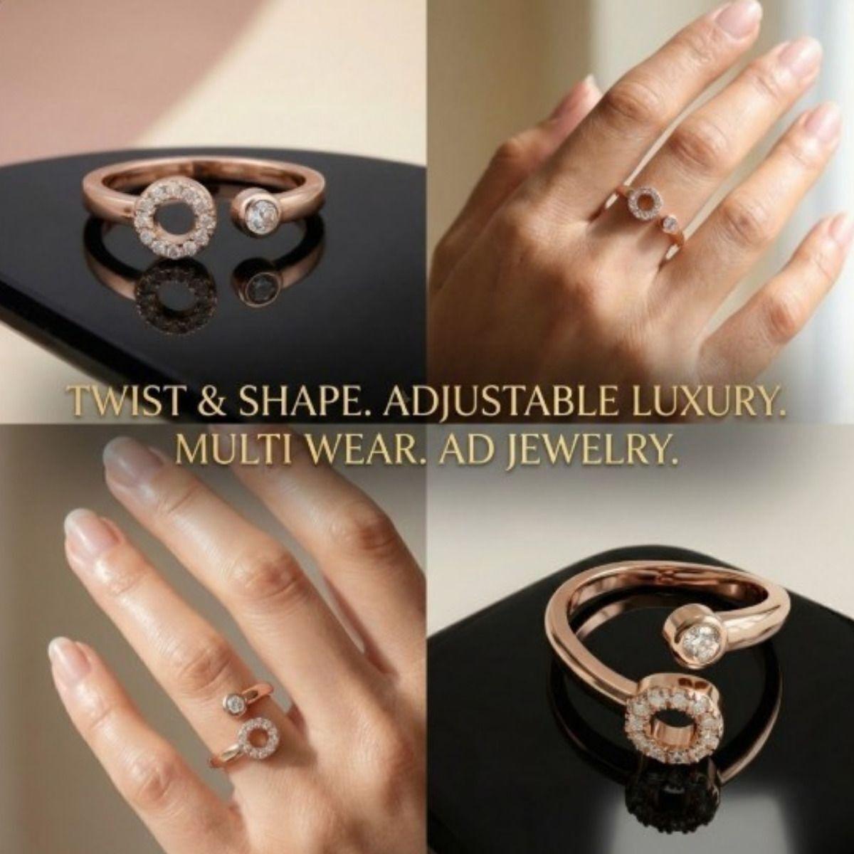 Forevershine Anti Tarnish Rose Gold Plated Adjustable Ring, Open Circle Design With Cubic Zirconia, Multi-Wear Versatile Jewelry|lightweight|gift For Her|for Women & Girls - Image 7