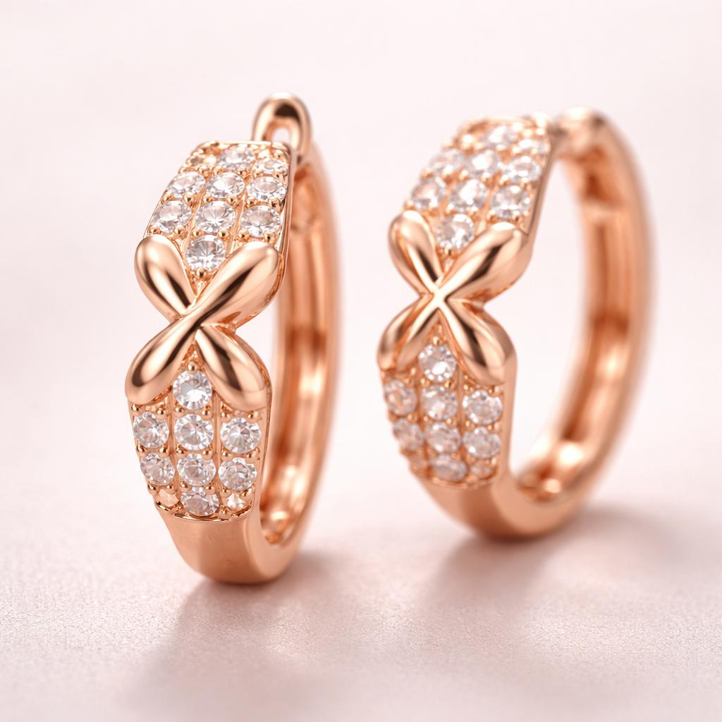 Forevershine Elegant Rose Gold Infinity Earrings | With Sparkling Gemstone Detailing Symbolizing Luxury Sophistication And Timeless Feminine Beauty, Charm Infinity Inspired Design - Image 3