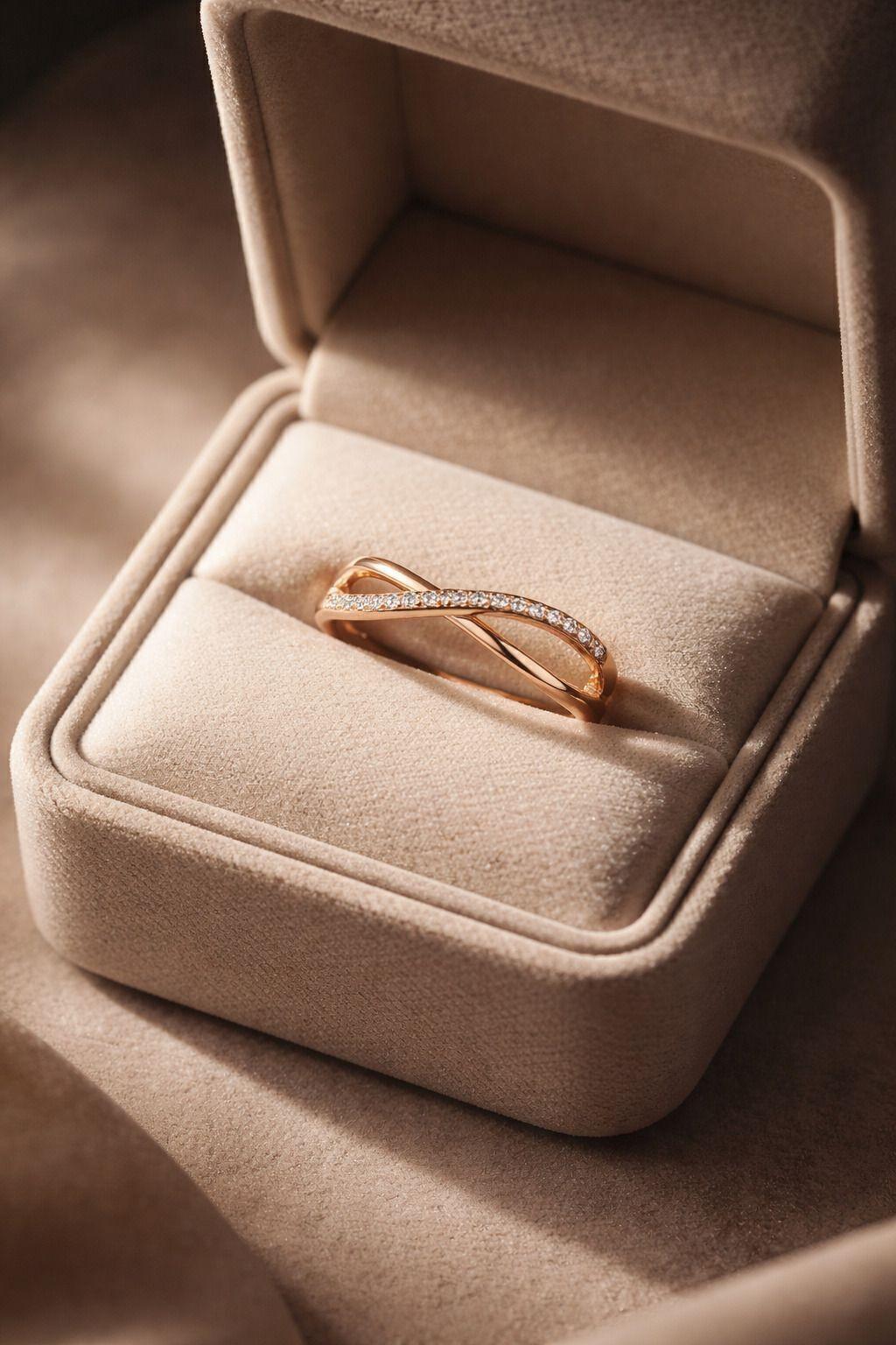 Forevershine Rose Gold Plated Adjustable Cubic Zirconia Twisted Crossover Ring For Women & Girls | Crystal Studded Open Band Fashion Finger Ring | Lightweight Hypoallergenic Jewellery Gift - Image 2