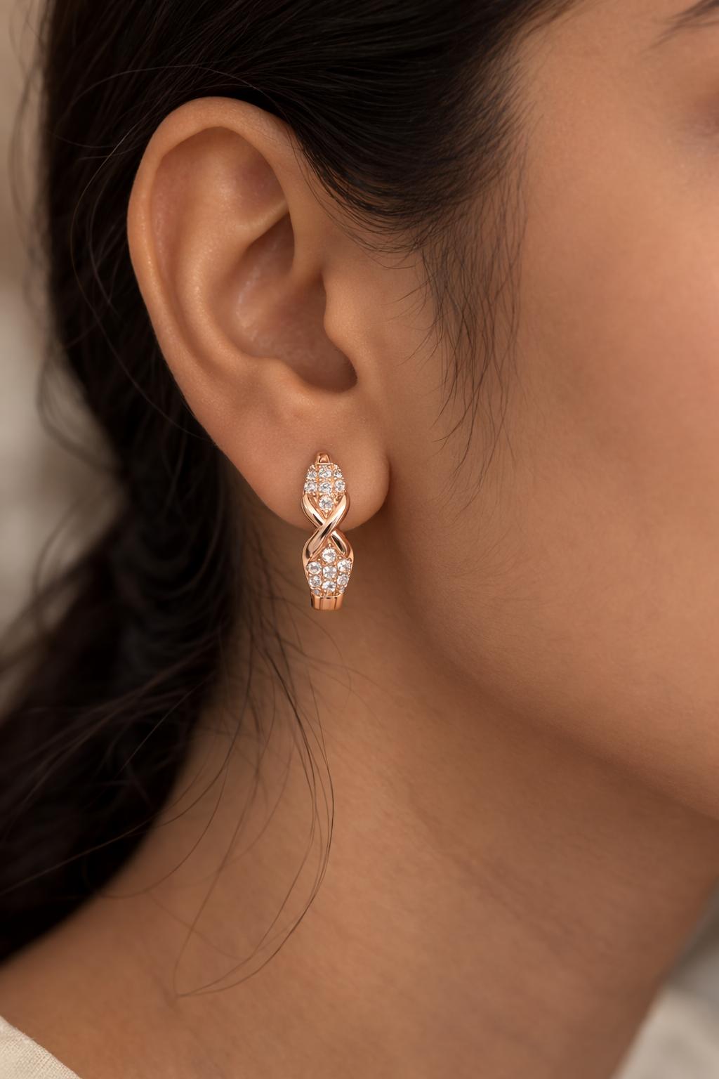 Forevershine Elegant Rose Gold Infinity Earrings | With Sparkling Gemstone Detailing Symbolizing Luxury Sophistication And Timeless Feminine Beauty, Charm Infinity Inspired Design - Image 4