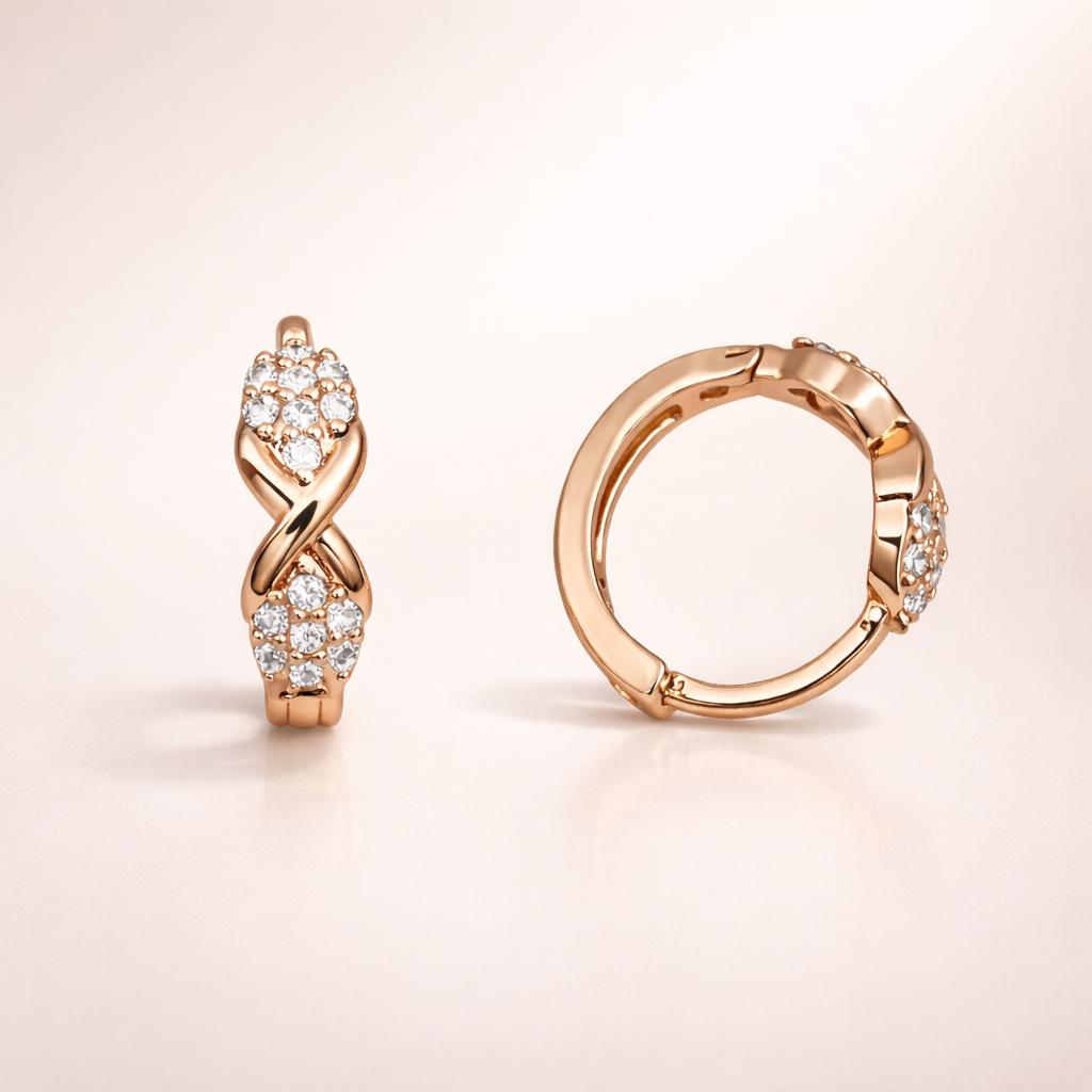Forevershine Elegant Rose Gold Infinity Earrings | With Sparkling Gemstone Detailing Symbolizing Luxury Sophistication And Timeless Feminine Beauty, Charm Infinity Inspired Design