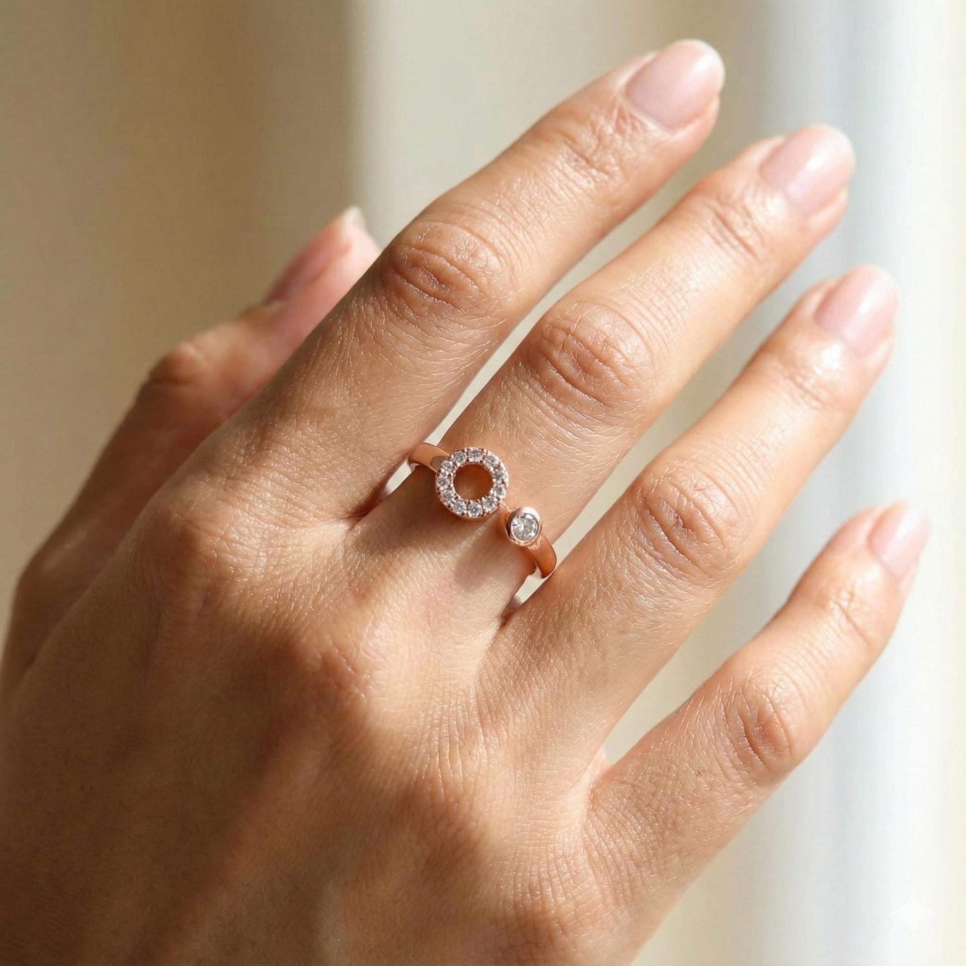 Forevershine Anti Tarnish Rose Gold Plated Adjustable Ring, Open Circle Design With Cubic Zirconia, Multi-Wear Versatile Jewelry|lightweight|gift For Her|for Women & Girls - Image 5