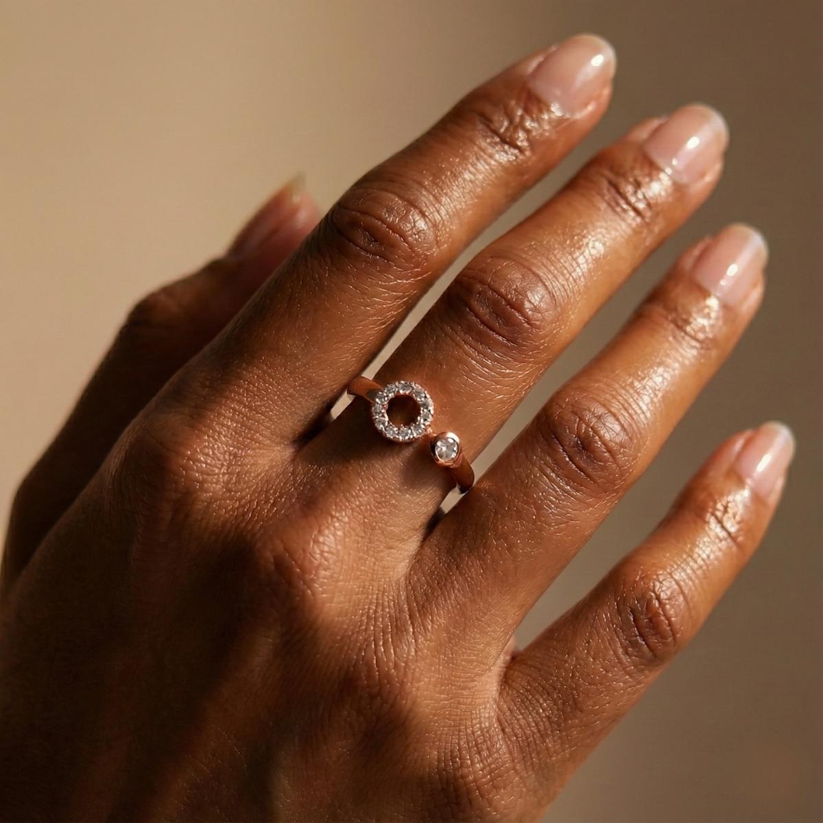 Forevershine Anti Tarnish Rose Gold Plated Adjustable Ring, Open Circle Design With Cubic Zirconia, Multi-Wear Versatile Jewelry|lightweight|gift For Her|for Women & Girls - Image 3
