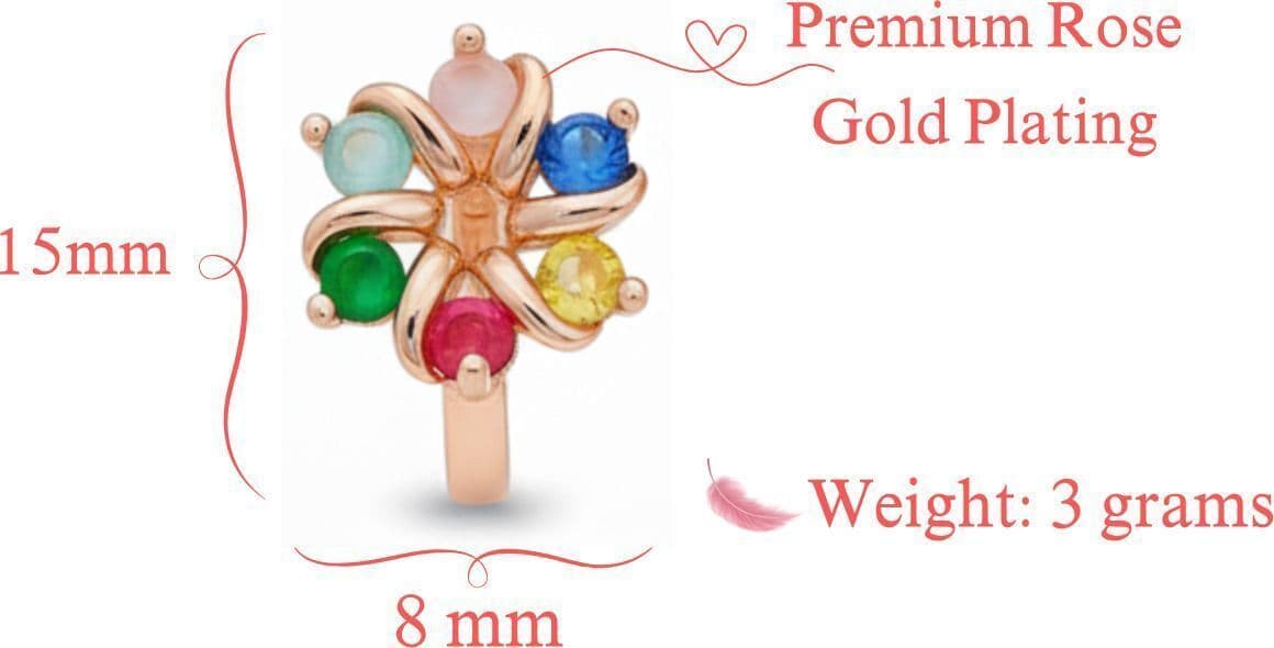 Forevershine Rose Gold Plated Multicolor Cubic Zirconia Studded Hoop Earrings For Women | Rainbow Cz Designer Hoops | Lightweight Fashion Jewellery - Image 4