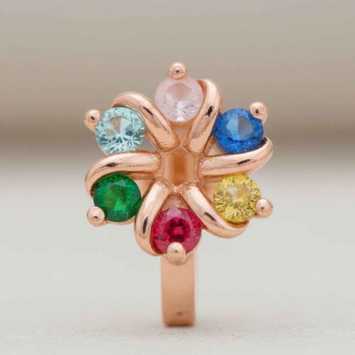 Forevershine Rose Gold Plated Multicolor Cubic Zirconia Studded Hoop Earrings For Women | Rainbow Cz Designer Hoops | Lightweight Fashion Jewellery - Image 2