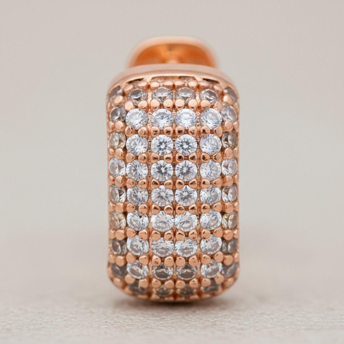 Forevershine Rose Gold Plated Cubic Zirconia Studded Hoop Earrings For Women | Bold Designer Statement Hoops | Premium Party & Wedding Jewellery - Image 5